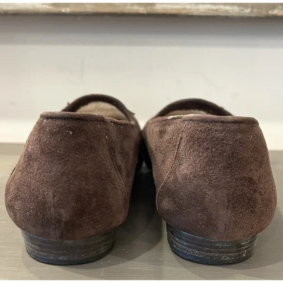 Cole‎ Haan Brown Suede Sz 8 AA Womens Quilted Tassel Fringe Loafer Flat Shoe - Picture 5 of 7